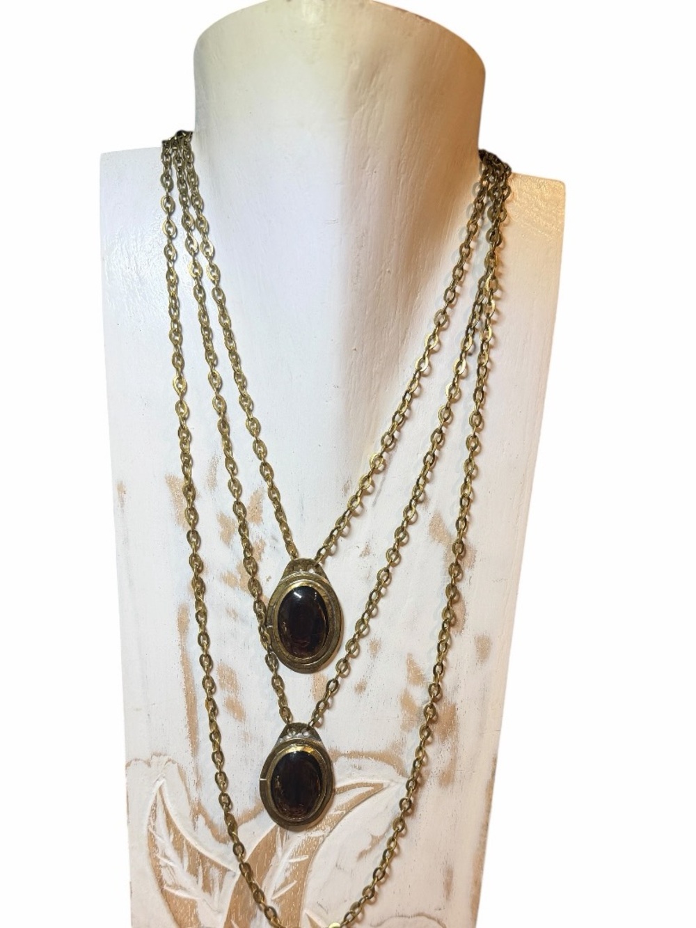 RARE / Vintage RAFAEL Dual Pendant Tri-Strand Necklace